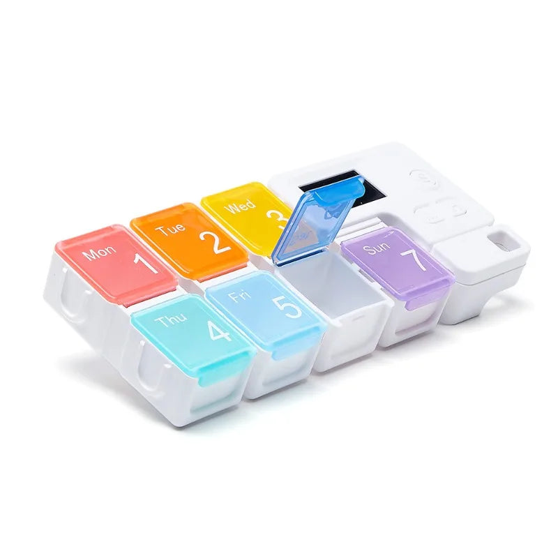 Weekly Pill Organizer Alarm Reminder Daily Travel Medication Box for Pill Vitamins Supplements Home Use