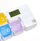 Weekly Pill Organizer Alarm Reminder Daily Travel Medication Box for Pill Vitamins Supplements Home Use