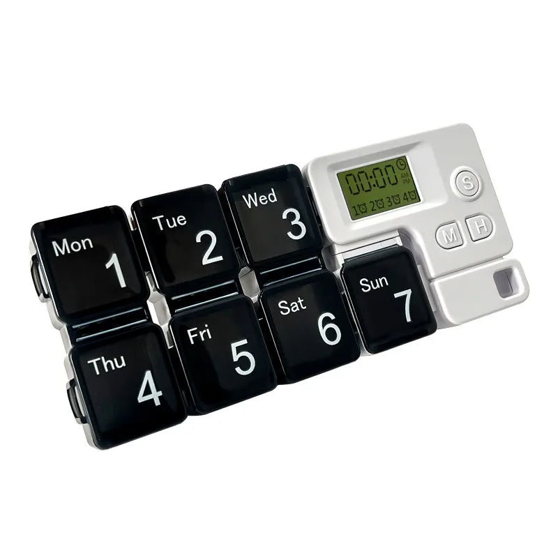 Weekly Pill Organizer Alarm Reminder Daily Travel Medication Box for Pill Vitamins Supplements Home Use